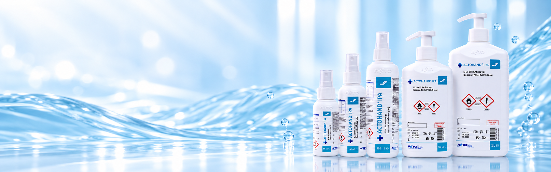 ACTOHAND IPA product range in different pack sizes